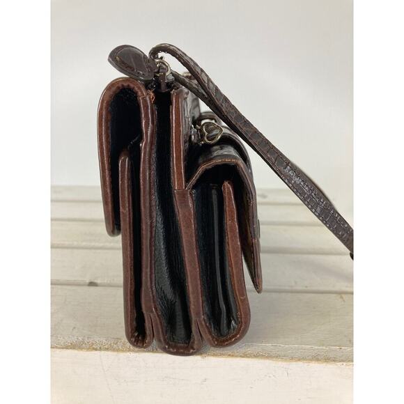 BRIGHTON SMALL BROWN ANIMAL PRINT CROSSBODY BAG WITH POCKETS - Picture 4 of 16